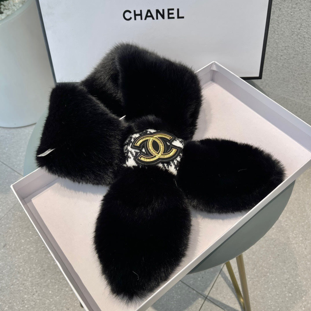 SCARF IN BLACK RABBIT FUR 397452 mysite