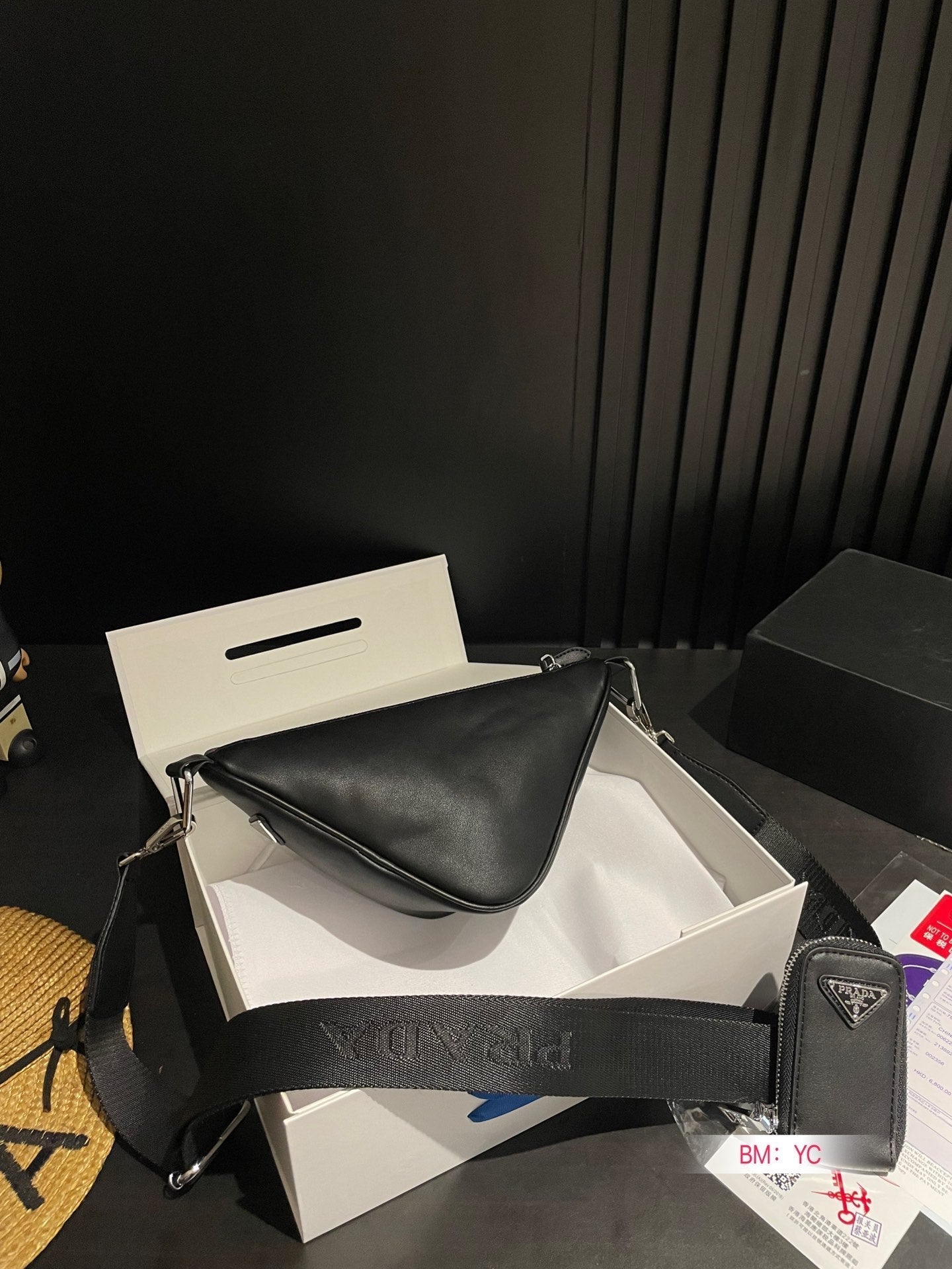 PRA TRIANGLE 26 SHOULDER BAG IN BLACK CALFSKIN mysite