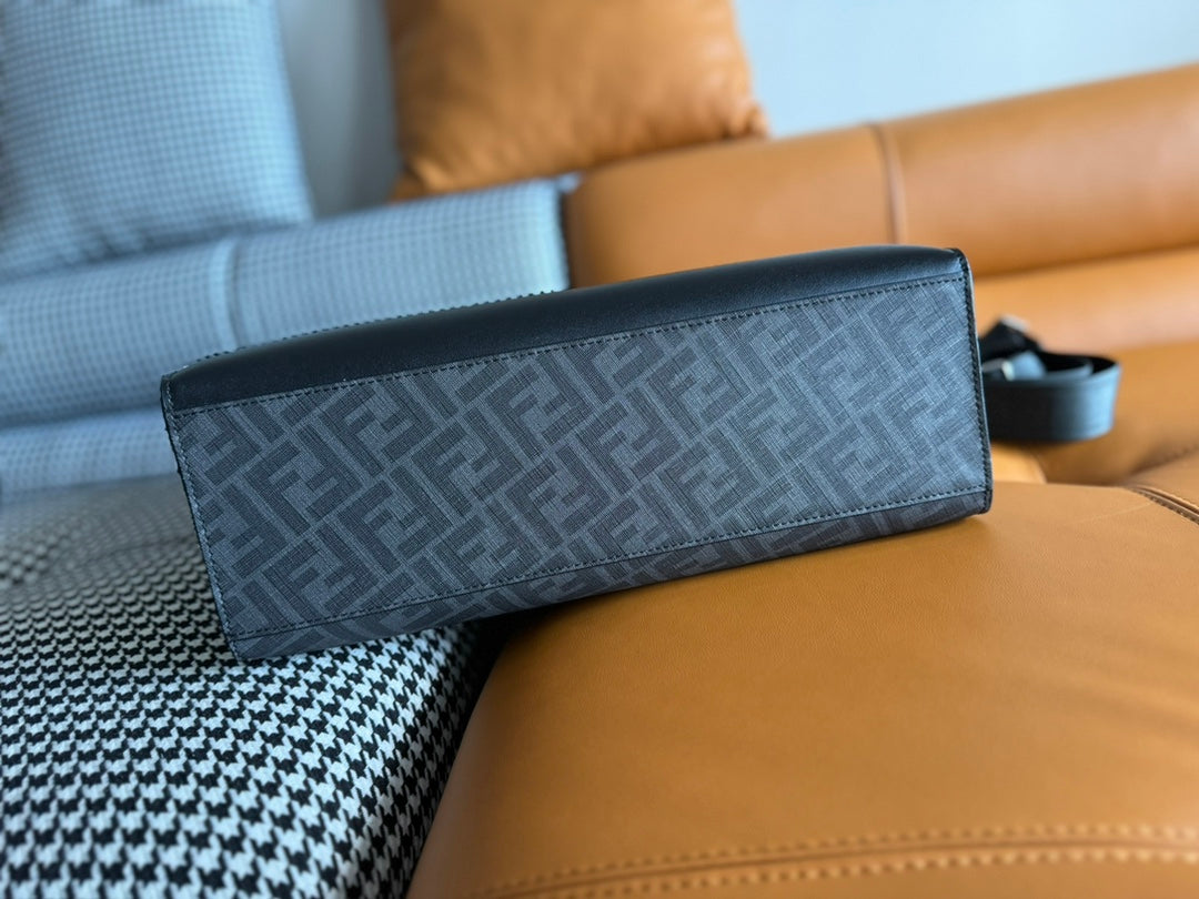 FENDI 38 BAG FF MONOGRAM FF BLACK CALFSKIN WITH STRAP mysite