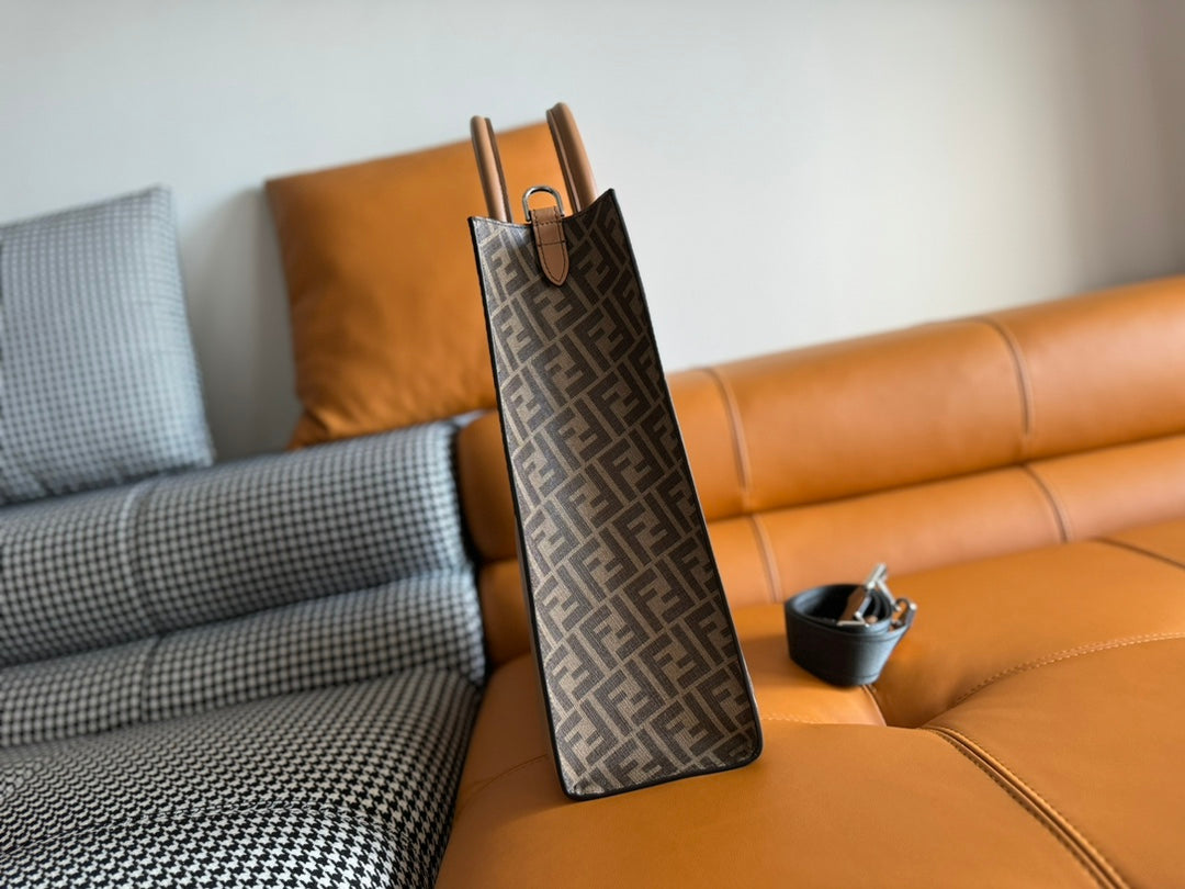 FENDI 38 BAG FF MONOGRAM FF CAMEL BROWN CALFSKIN WITH STRAP mysite