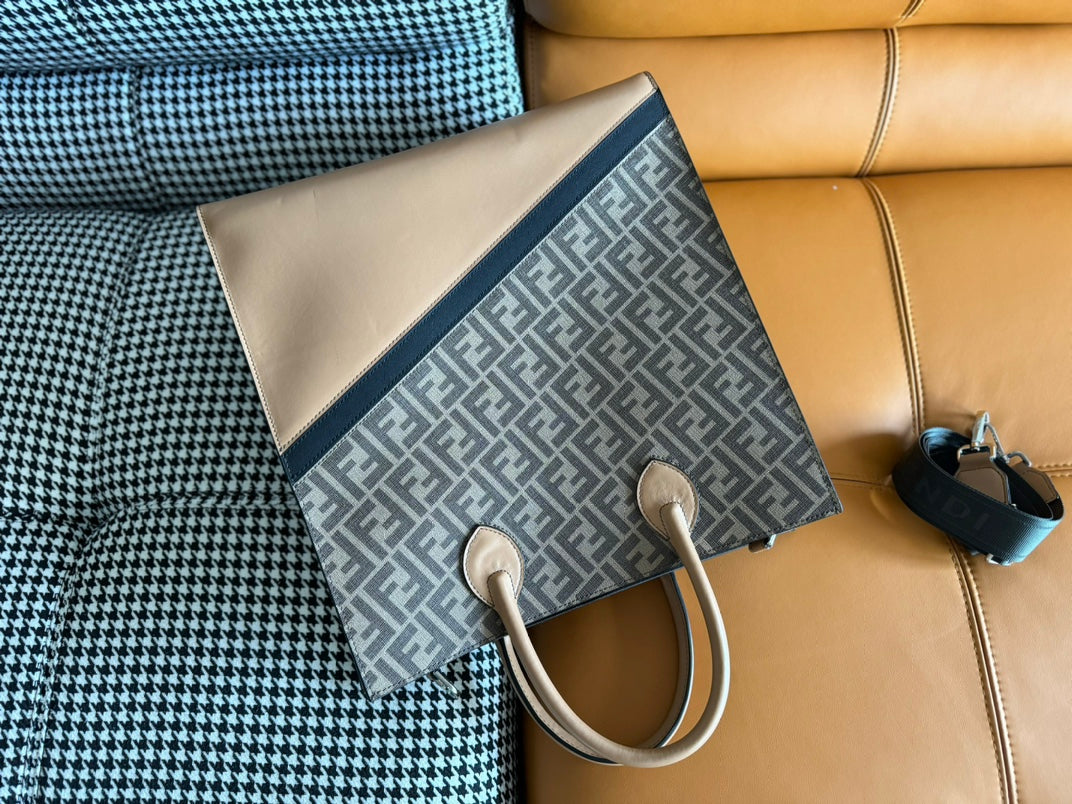 FENDI 38 BAG FF MONOGRAM FF CAMEL BROWN CALFSKIN WITH STRAP mysite