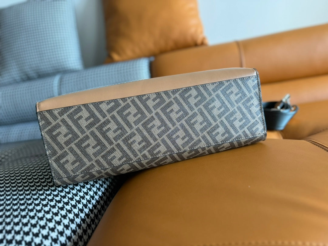 FENDI 38 BAG FF MONOGRAM FF CAMEL BROWN CALFSKIN WITH STRAP mysite