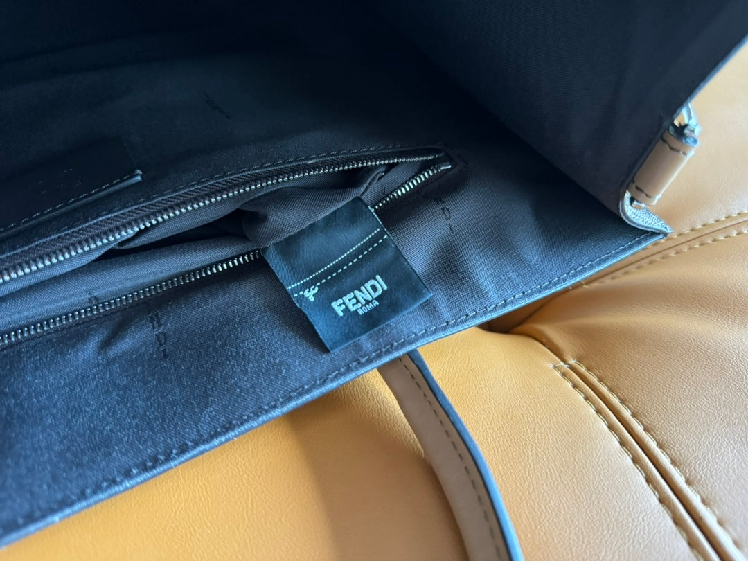 FENDI 38 BAG FF MONOGRAM FF CAMEL BROWN CALFSKIN WITH STRAP mysite