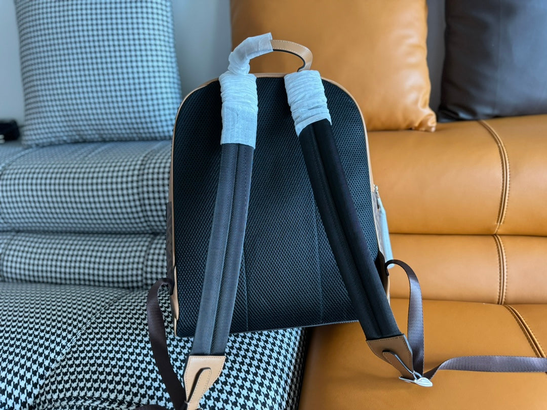 FENDI 44 MINI BACKPACK IN CAMEL BROWN MONOGRAM JACQUARD FABRIC AND CALFSKIN mysite