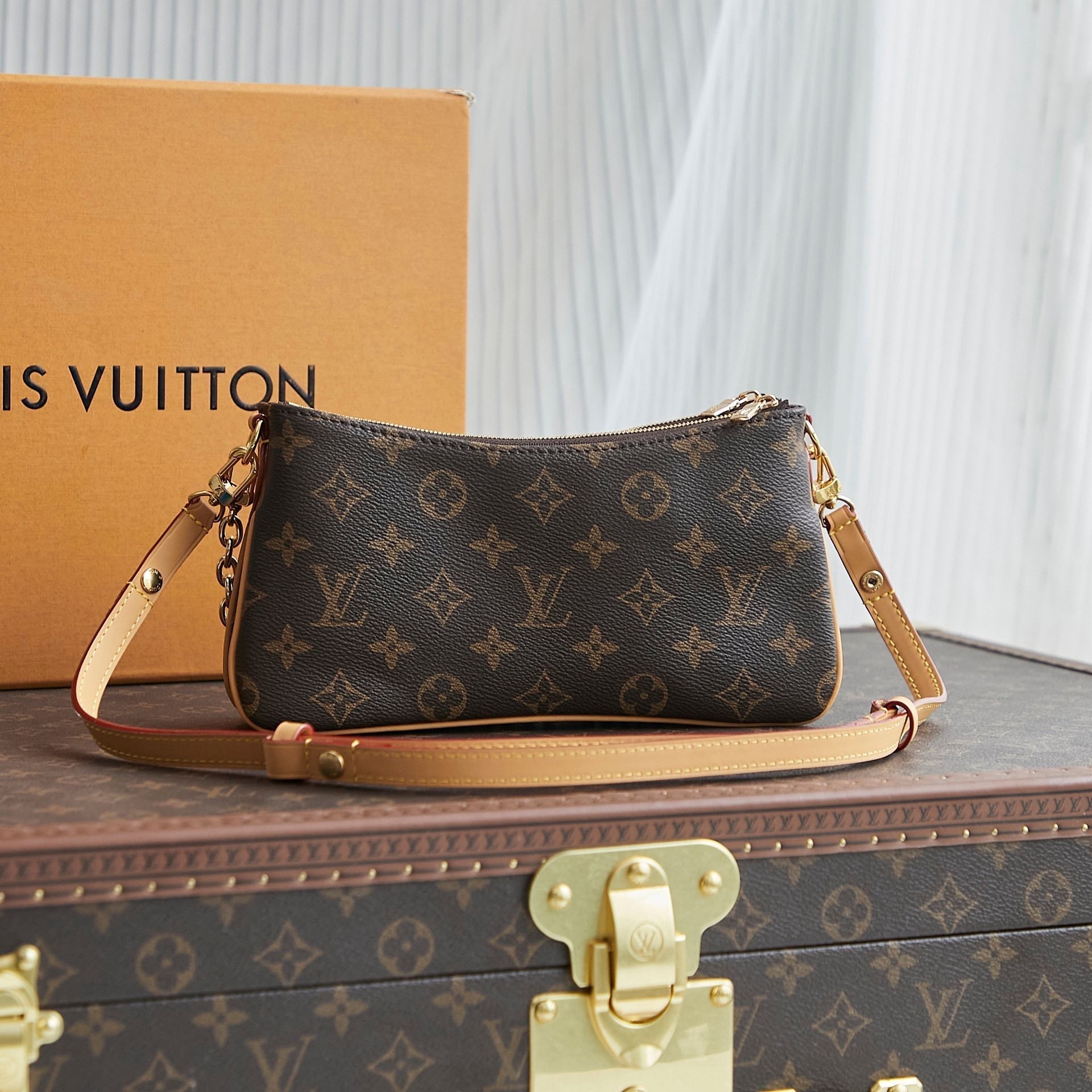 LIV POCHETTE 24 IN BROWN MONOGRAM CANVAS GOLD HARDWARE mysite
