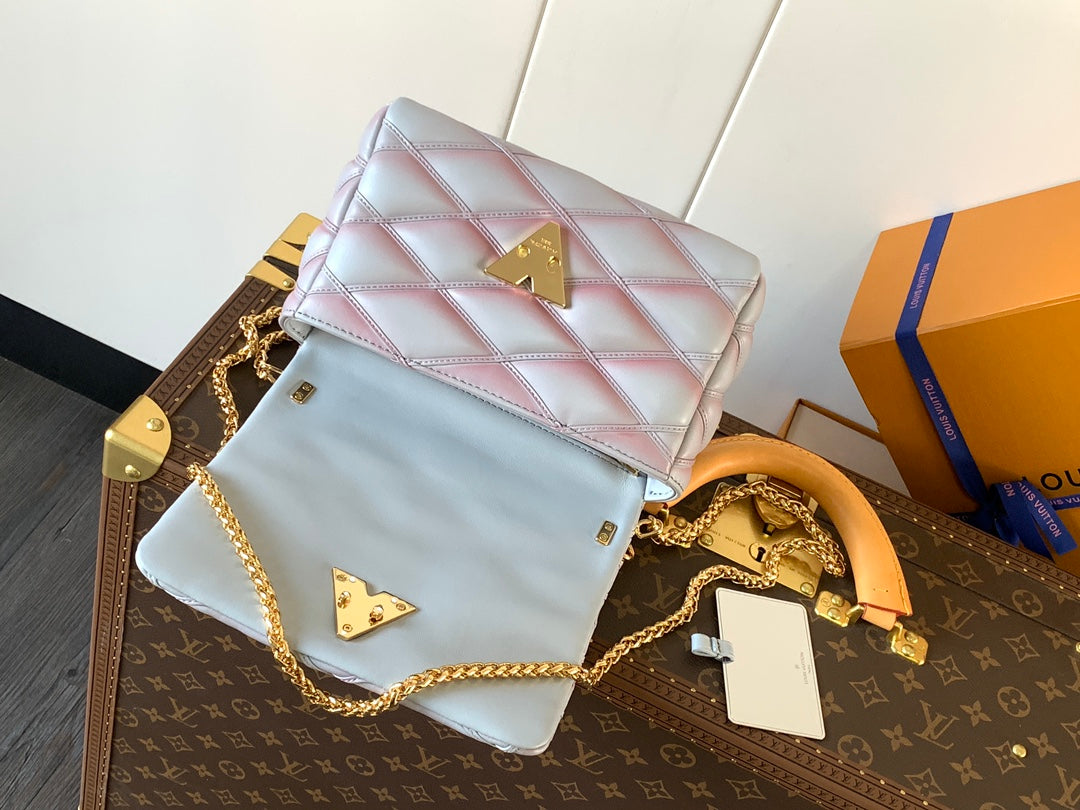 LV GO-14 MM 23cm Mix Pink Blue Lambskin GHW mysite