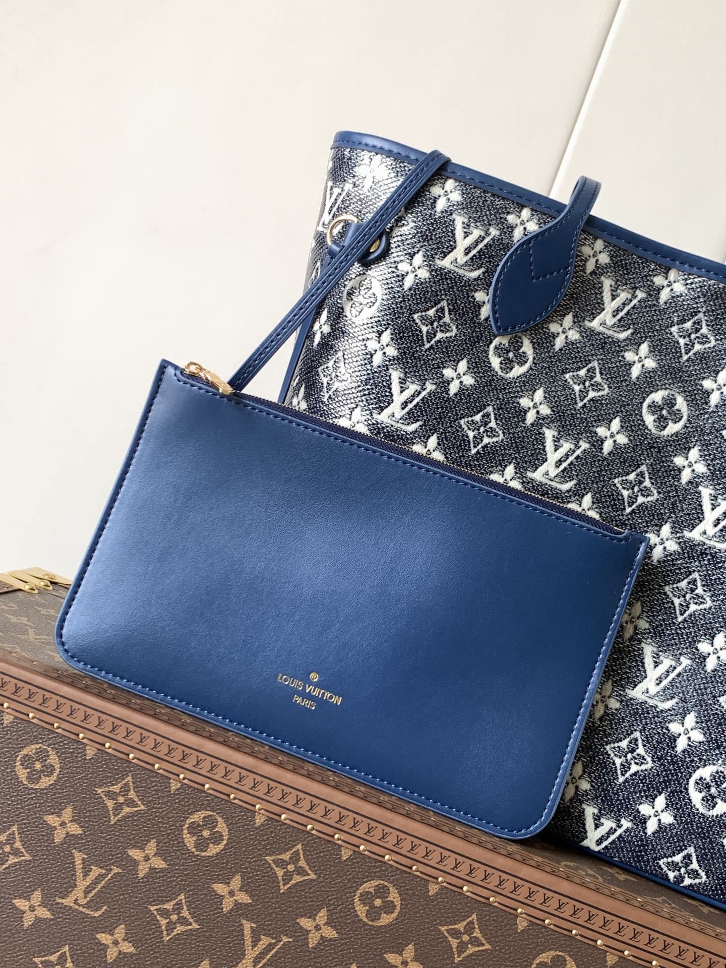LV Neverfull Bag 31cm Blue Monogram Canvas mysite