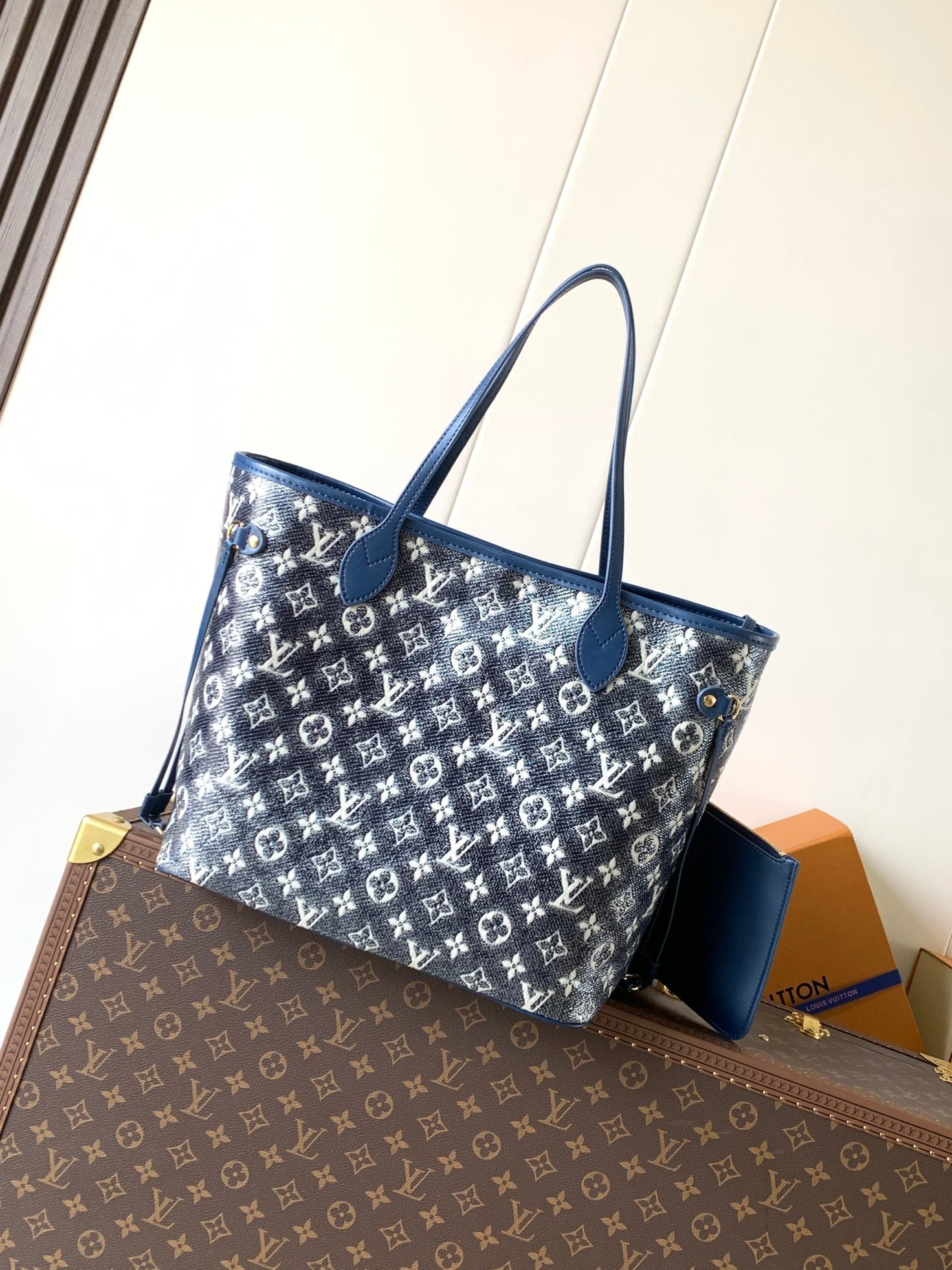 LV Neverfull Bag 31cm Blue Monogram Canvas mysite
