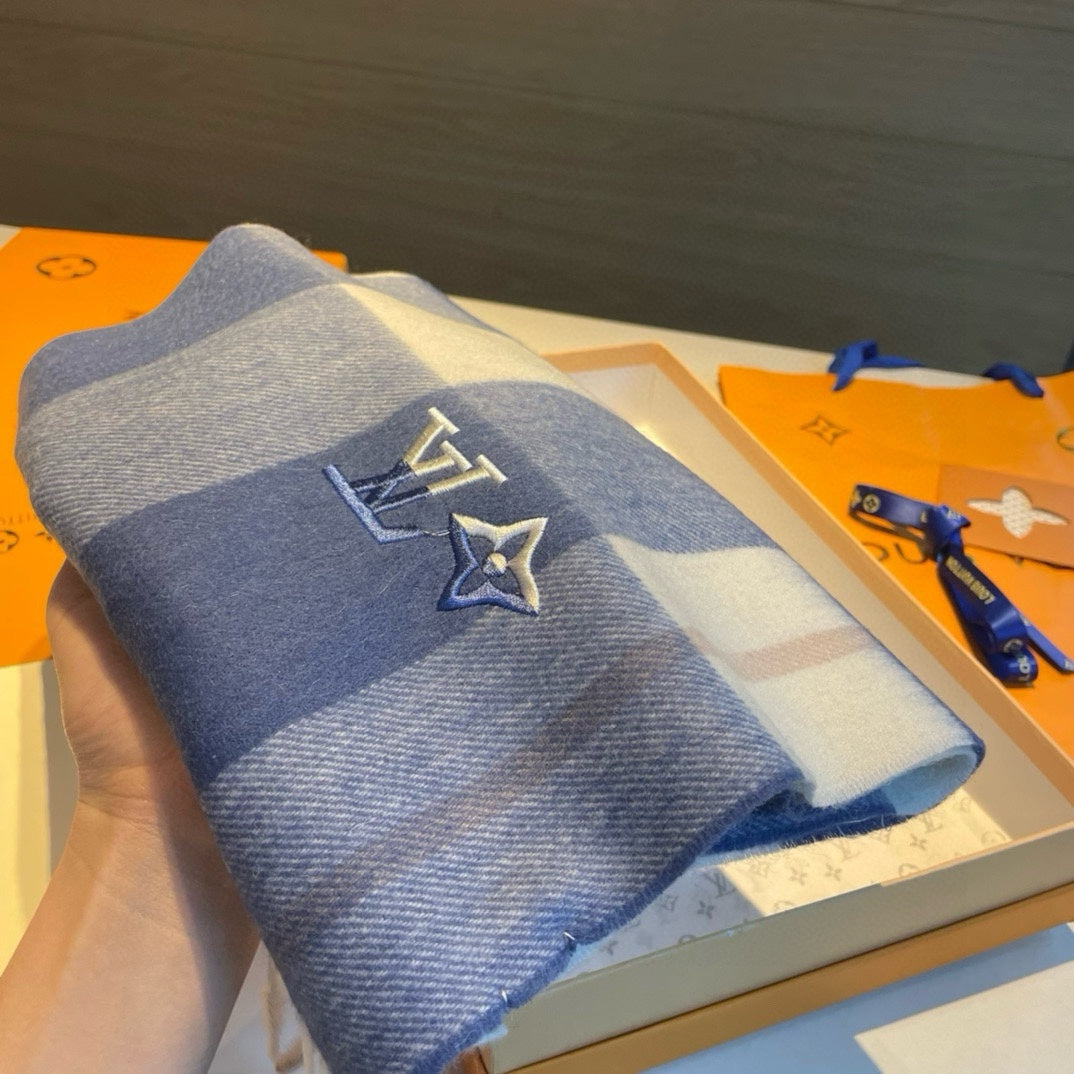 SCARF 185 CM IN BLUE CASHMERE 387890 mysite