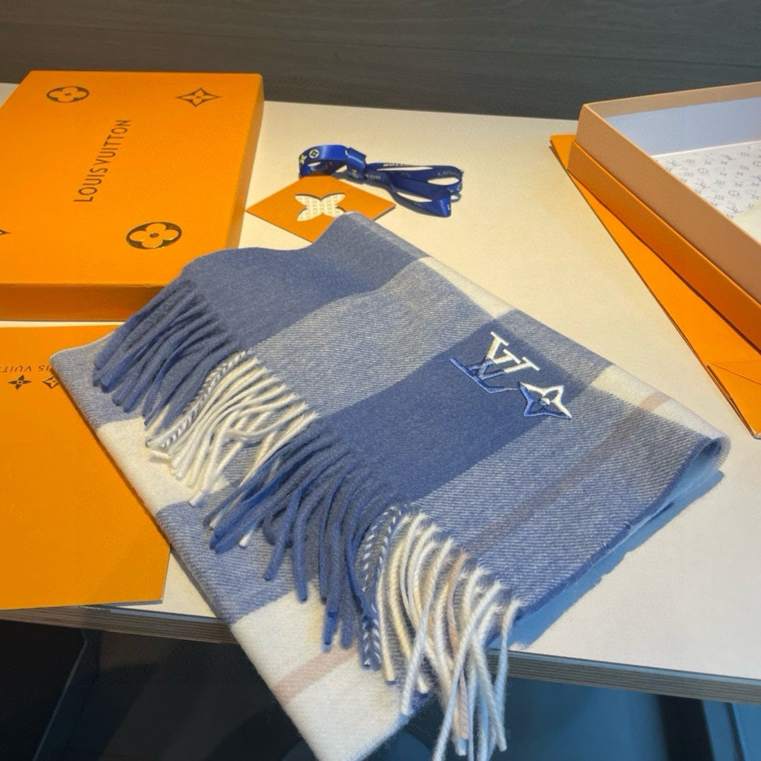 SCARF 185 CM IN BLUE CASHMERE 387890 mysite