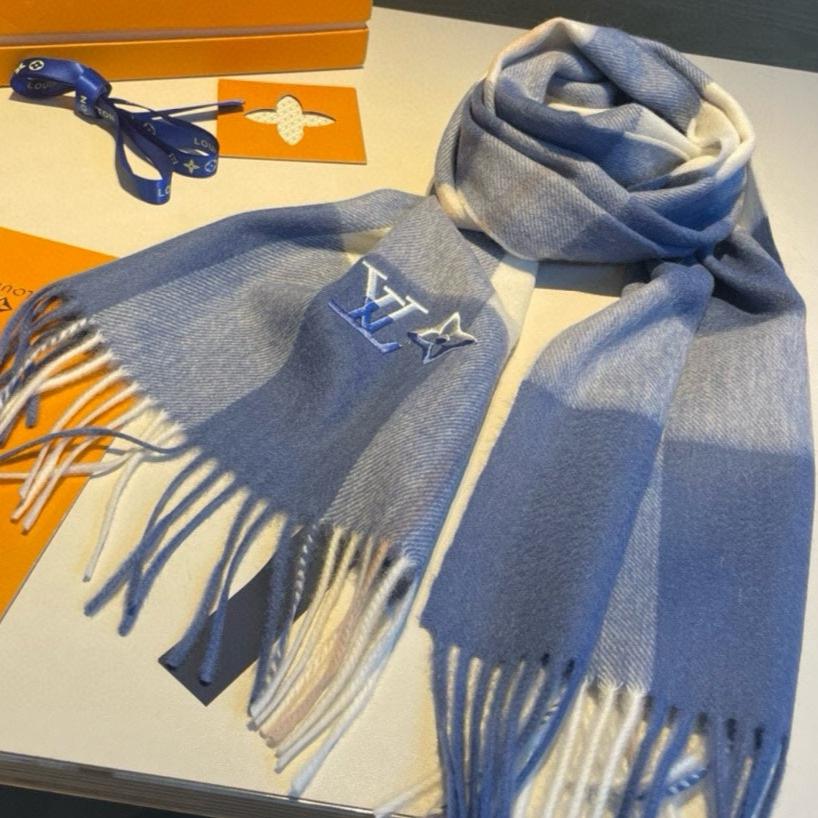 SCARF 185 CM IN BLUE CASHMERE 387890 mysite