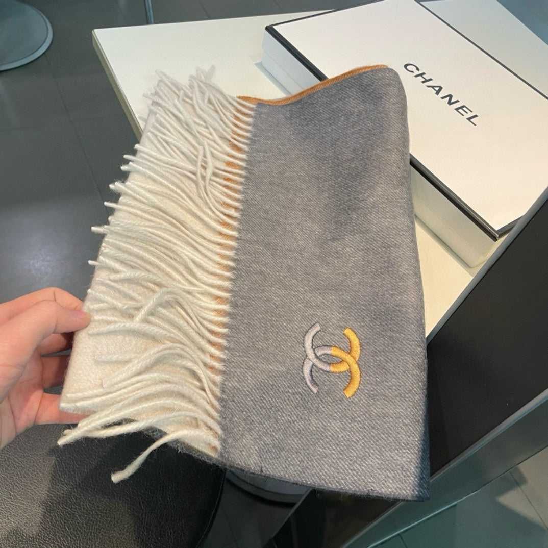 SCARF 180 CM IN SHADOW GRAY MIX COPPER BROWN CASHMERE 387918 mysite