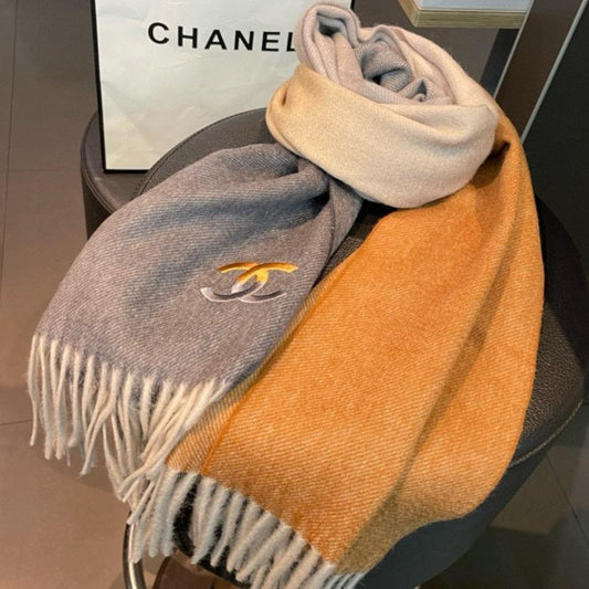 SCARF 180 CM IN SHADOW GRAY MIX COPPER BROWN CASHMERE 387918 mysite