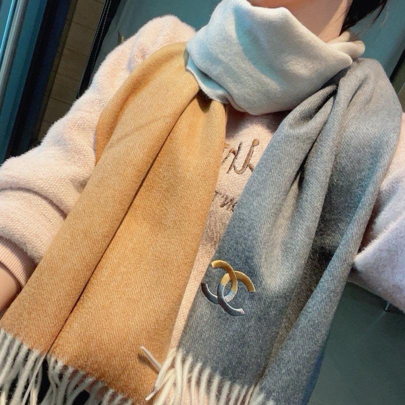 SCARF 180 CM IN SHADOW GRAY MIX COPPER BROWN CASHMERE 387918 mysite