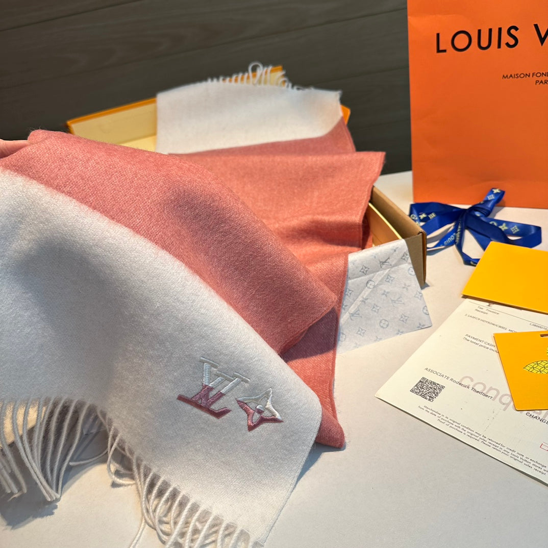 SCARF 185 CM IN BLUSH PINK MIX WHITE CASHMERE 390094 mysite