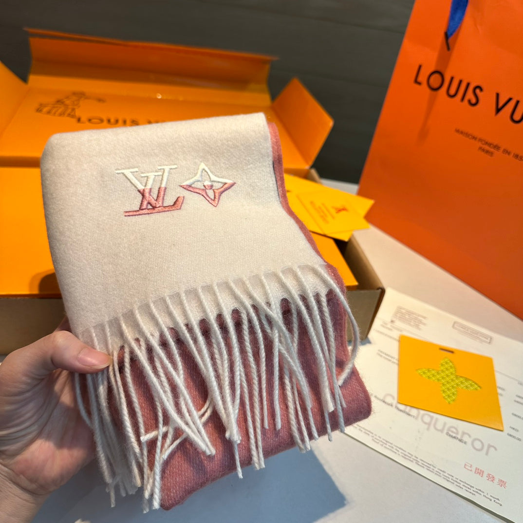 SCARF 185 CM IN BLUSH PINK MIX WHITE CASHMERE 390094 mysite