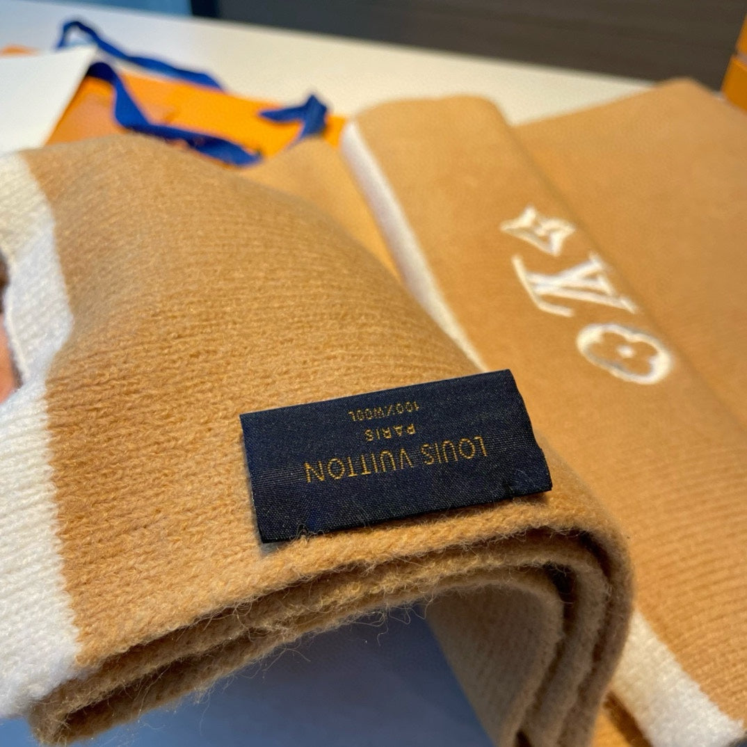 HEADLINE SCARF 200 CM IN PEANUT BROWN WOOL 393251 mysite