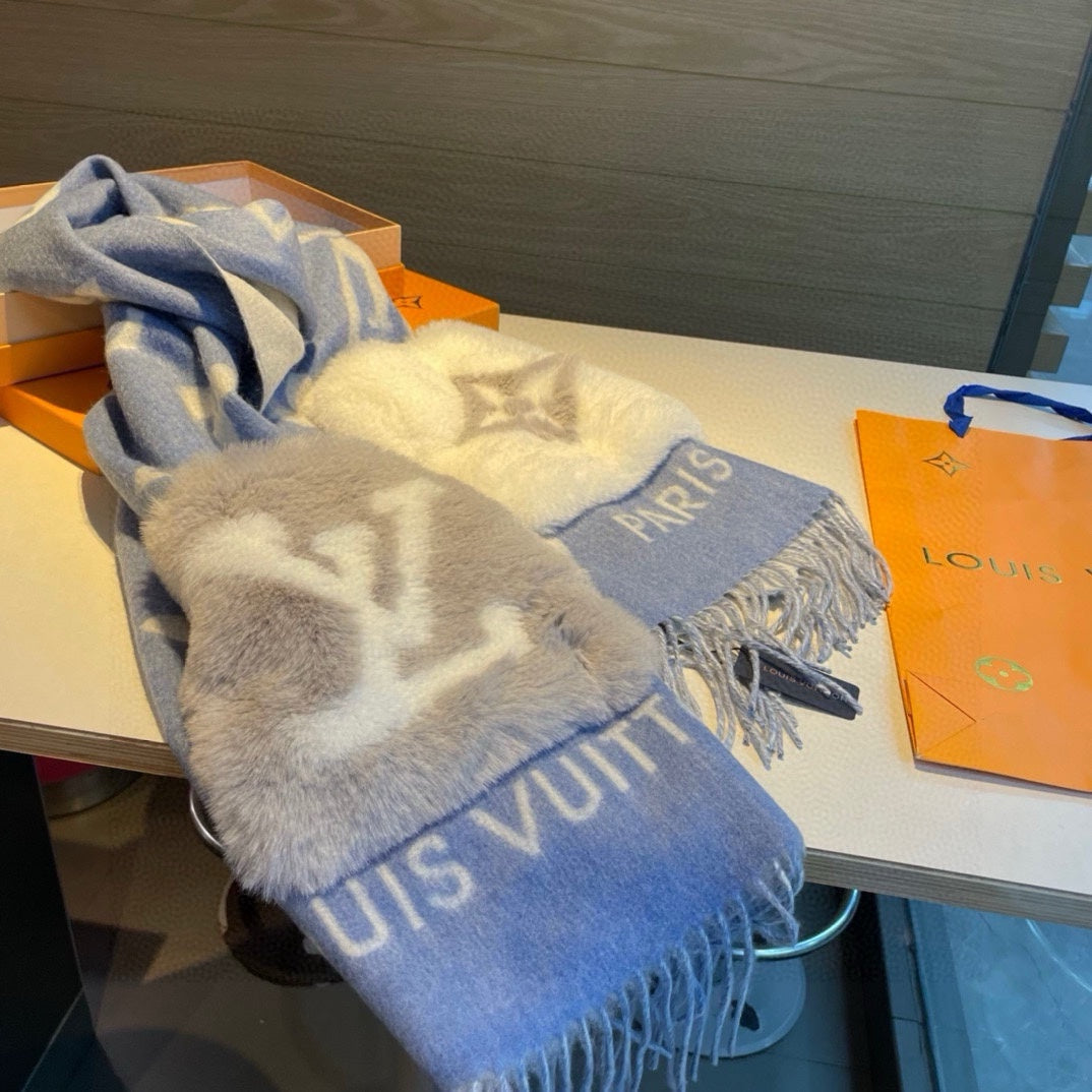 COLD REYKJAVIK SCARF 190 CM IN STEEL BLUE CASHMERE 394490 mysite