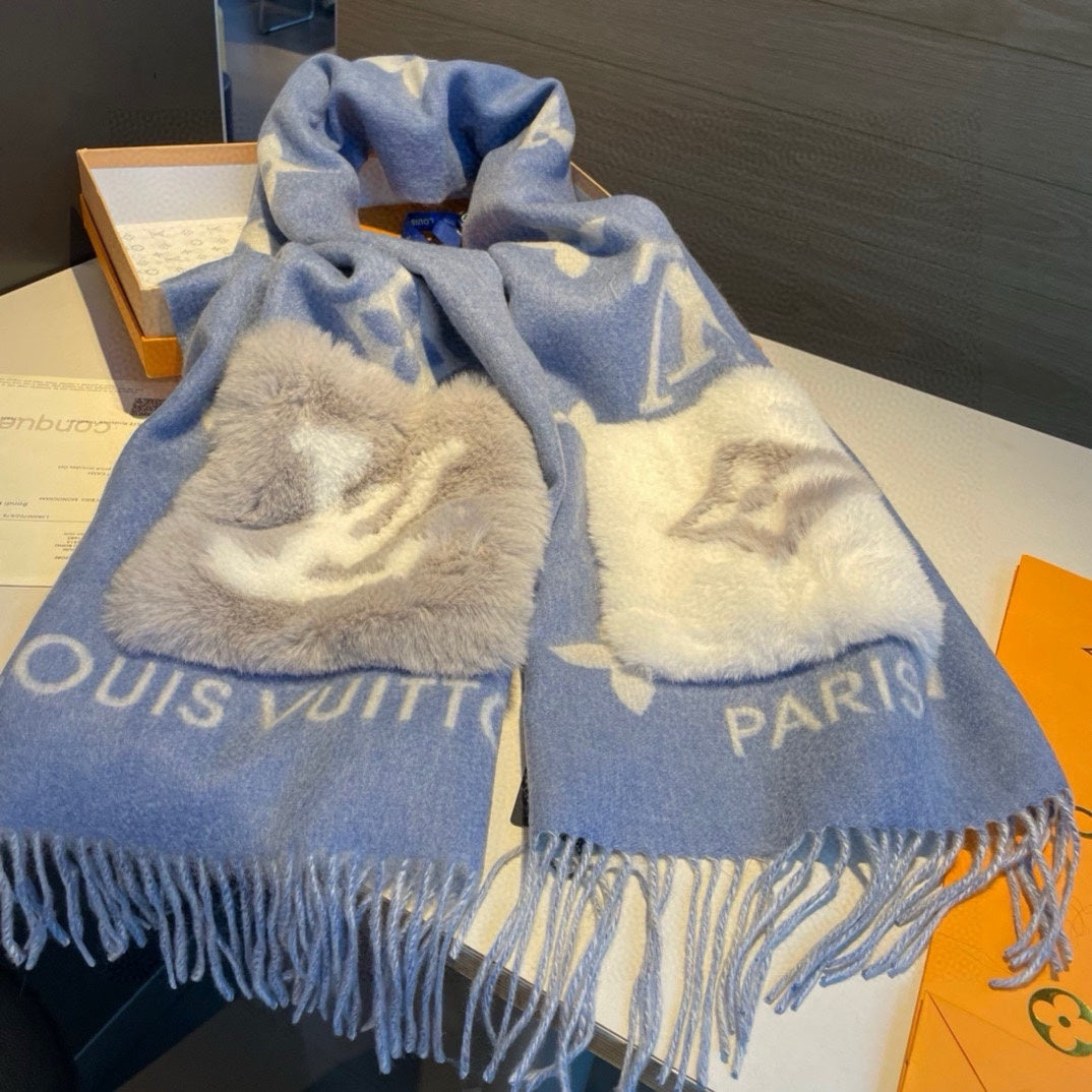 COLD REYKJAVIK SCARF 190 CM IN STEEL BLUE CASHMERE 394490 mysite