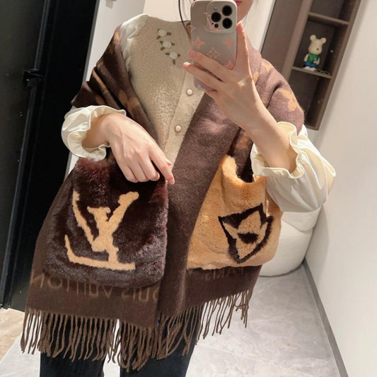 COLD REYKJAVIK SCARF 190 CM IN CHOCOLATE BROWN CASHMERE 394493 mysite