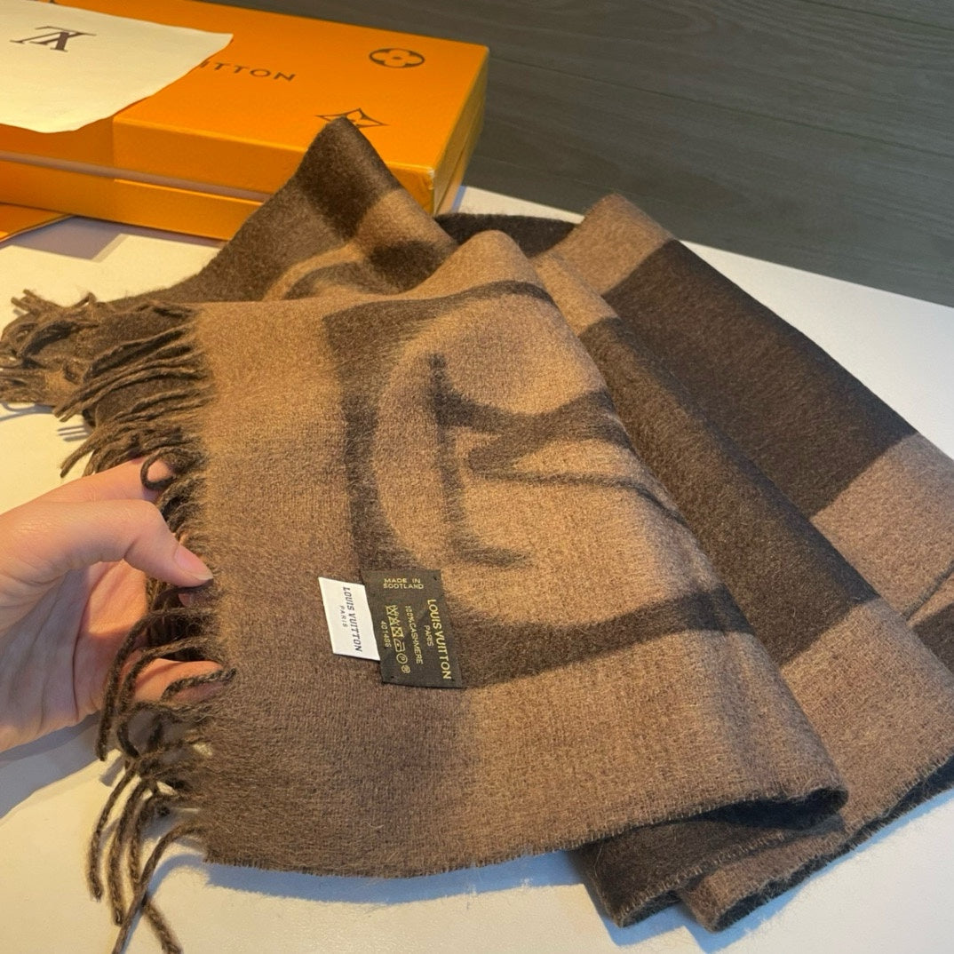 SCARF 180 CM IN MEDIUM BROWN CASHMERE 398244 mysite