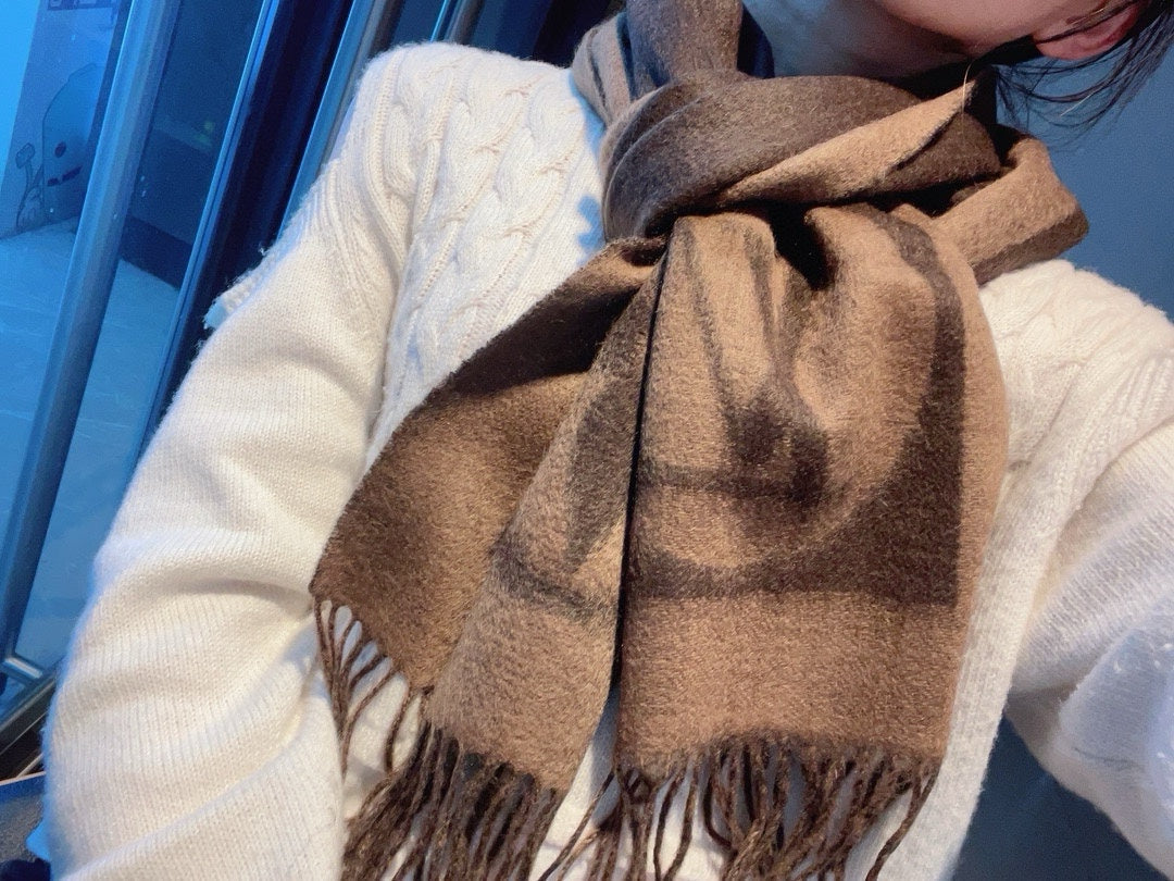 SCARF 180 CM IN MEDIUM BROWN CASHMERE 398244 mysite