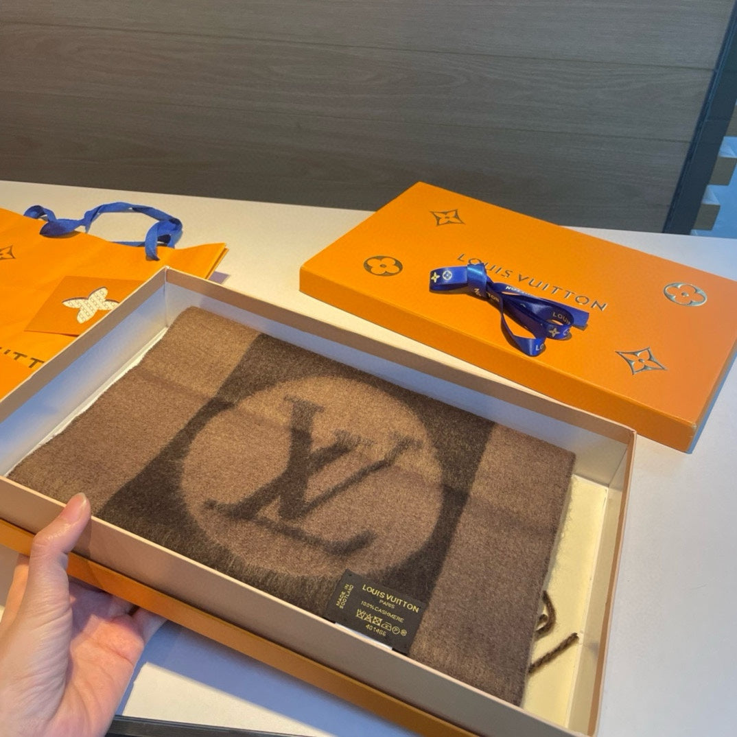 SCARF 180 CM IN MEDIUM BROWN CASHMERE 398244 mysite