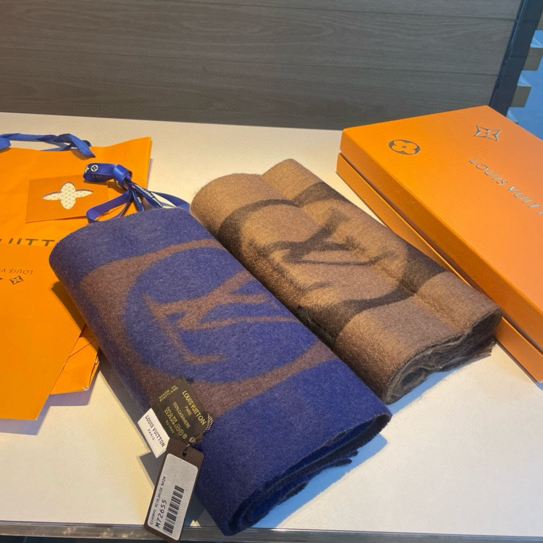 SCARF 180 CM IN COFFEE BROWN MIX BERRY BLUE CASHMERE 398245 mysite