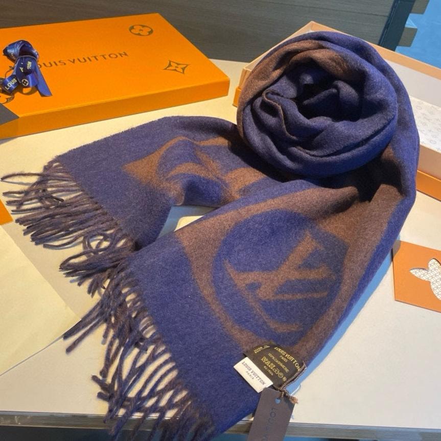 SCARF 180 CM IN COFFEE BROWN MIX BERRY BLUE CASHMERE 398245 mysite