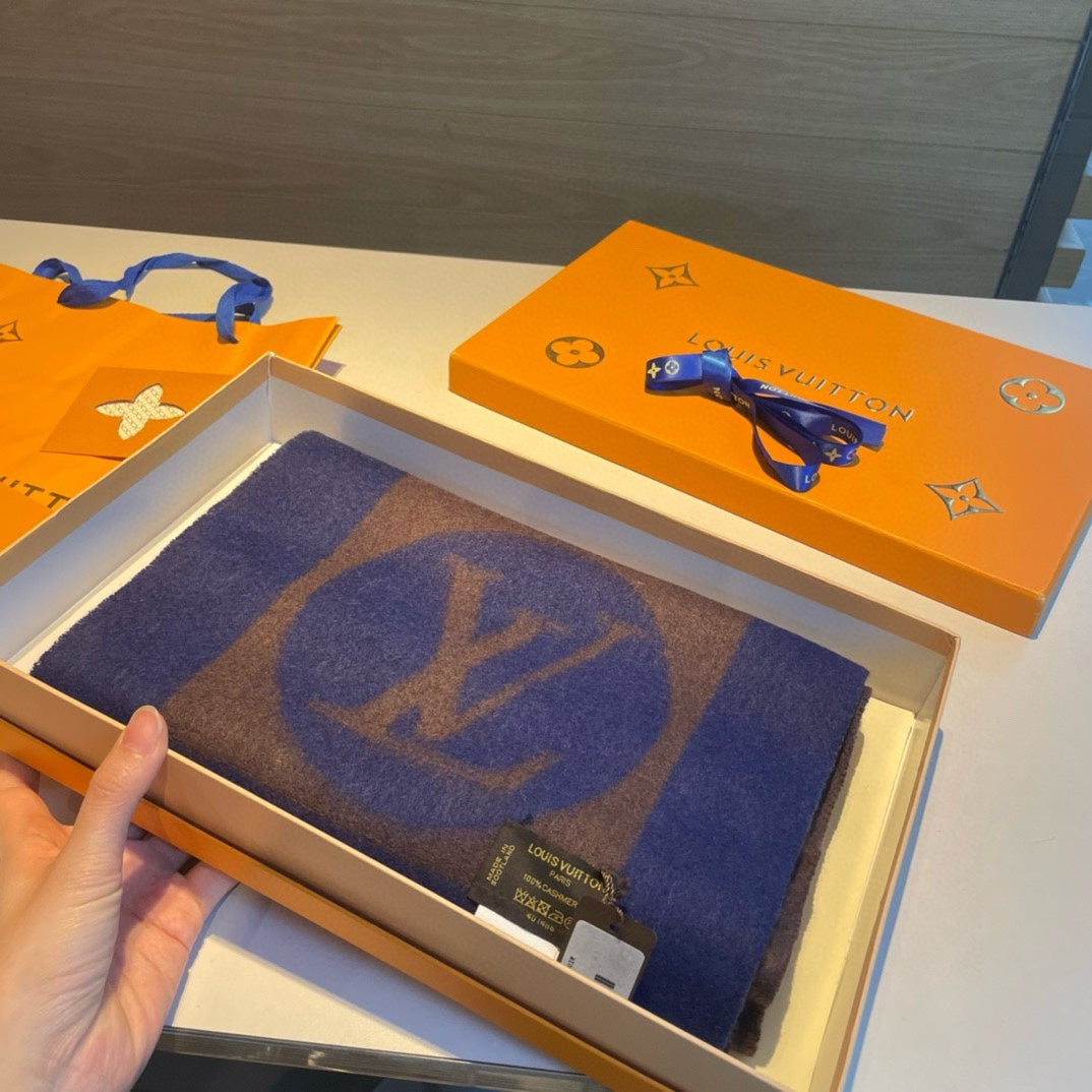 SCARF 180 CM IN COFFEE BROWN MIX BERRY BLUE CASHMERE 398245 mysite