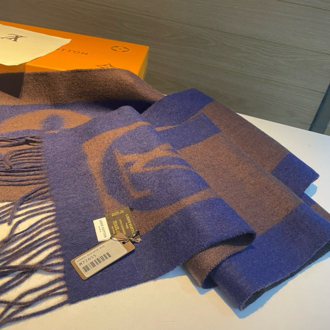 SCARF 180 CM IN COFFEE BROWN MIX BERRY BLUE CASHMERE 398245 mysite