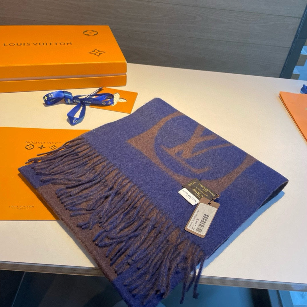 SCARF 180 CM IN COFFEE BROWN MIX BERRY BLUE CASHMERE 398245 mysite