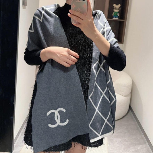 SCARF 180 CM IN MOUSE GRAY MIX WHITE CASHMERE 401970 mysite