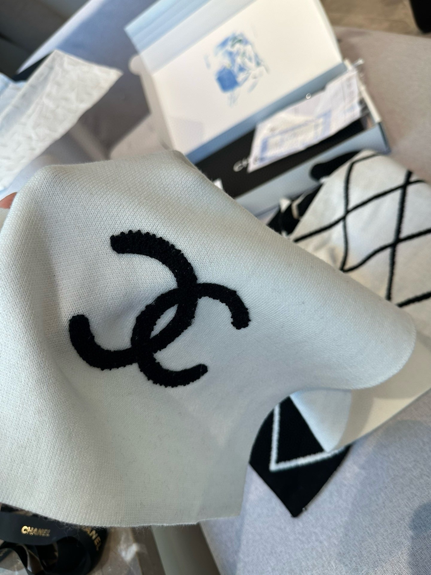 SCARF 180 CM IN BLACK MIX WHITE CASHMERE 401971 mysite