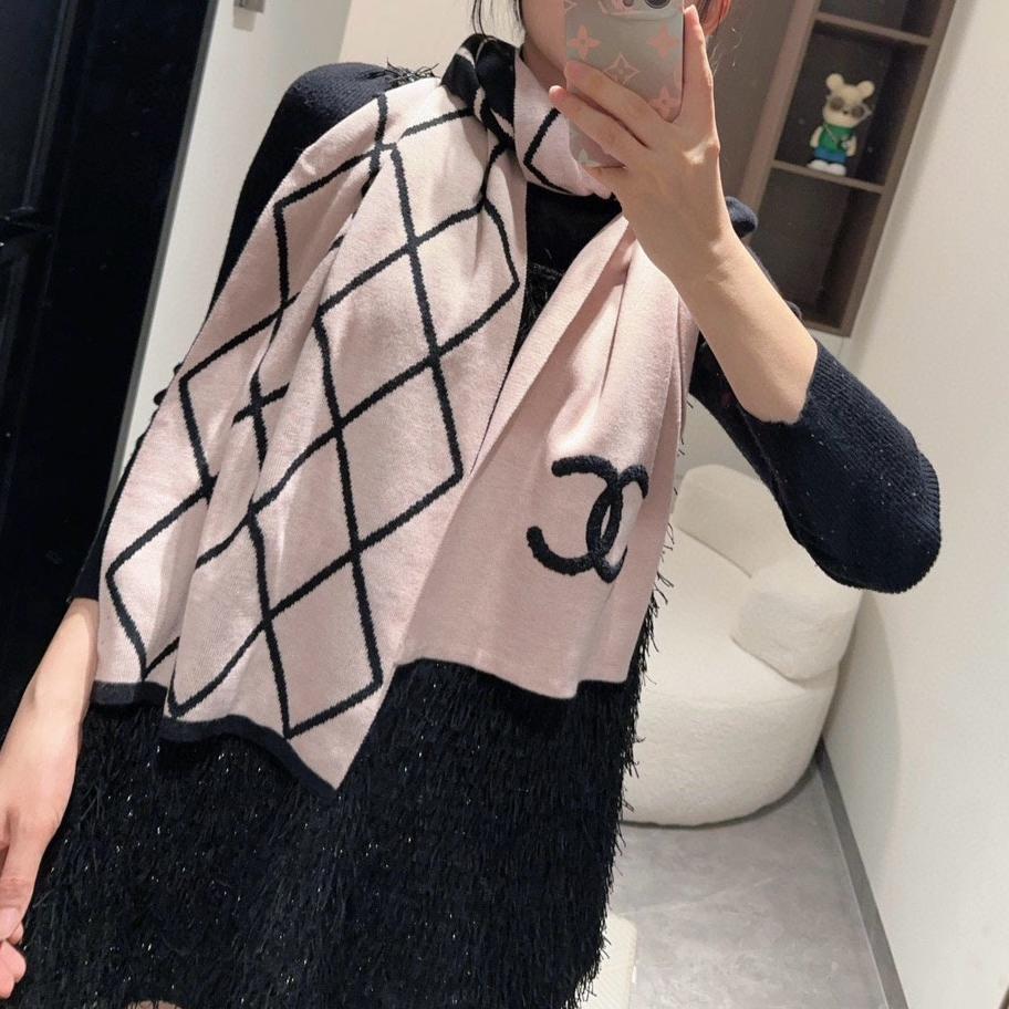 SCARF 180 CM IN PASTEL PINK MIX BLACK CASHMERE 401972 mysite