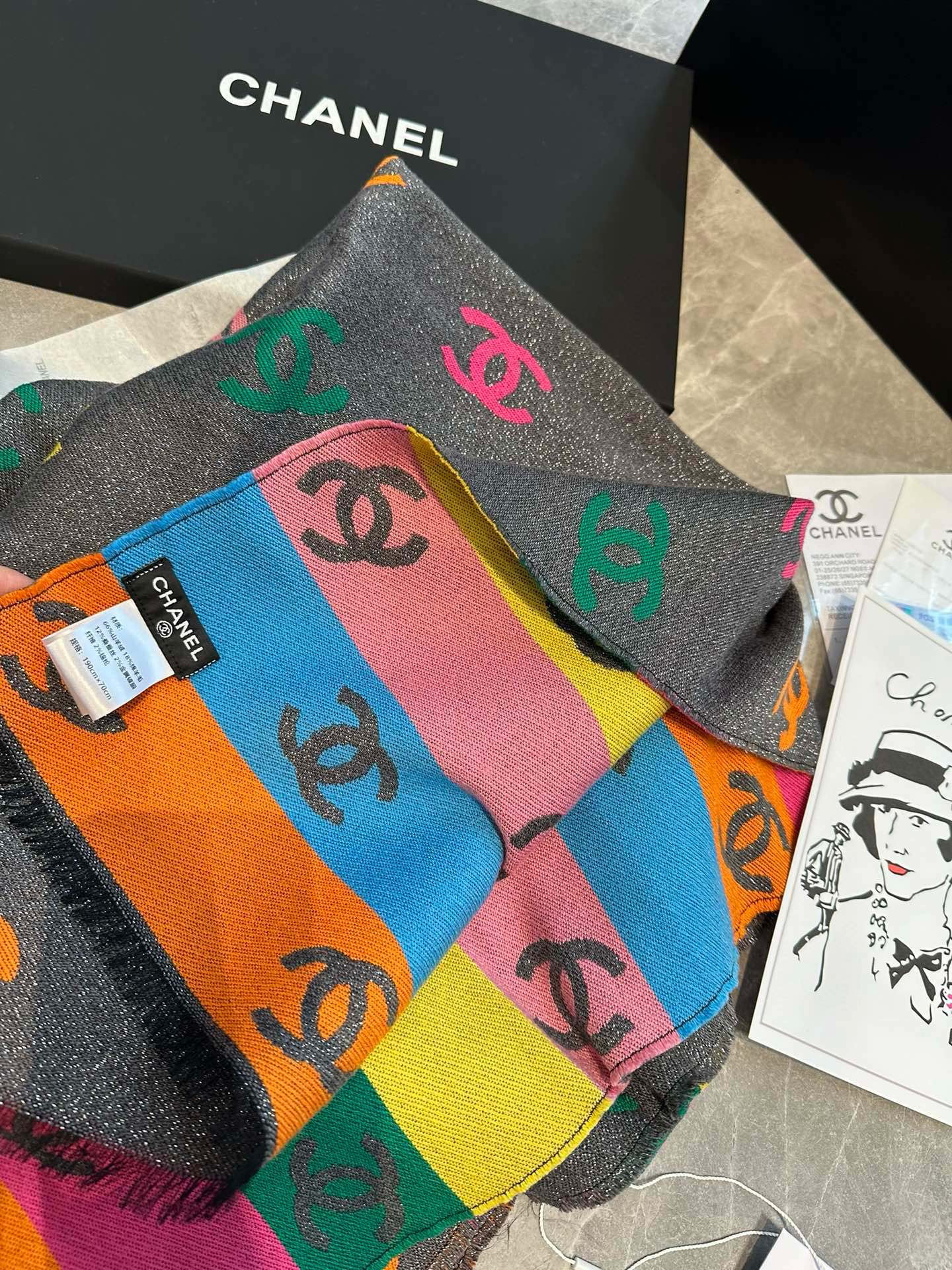 RAINBOW SCARF 180 CM IN COLORFUL CASHMERE AND WOOL 401988 mysite