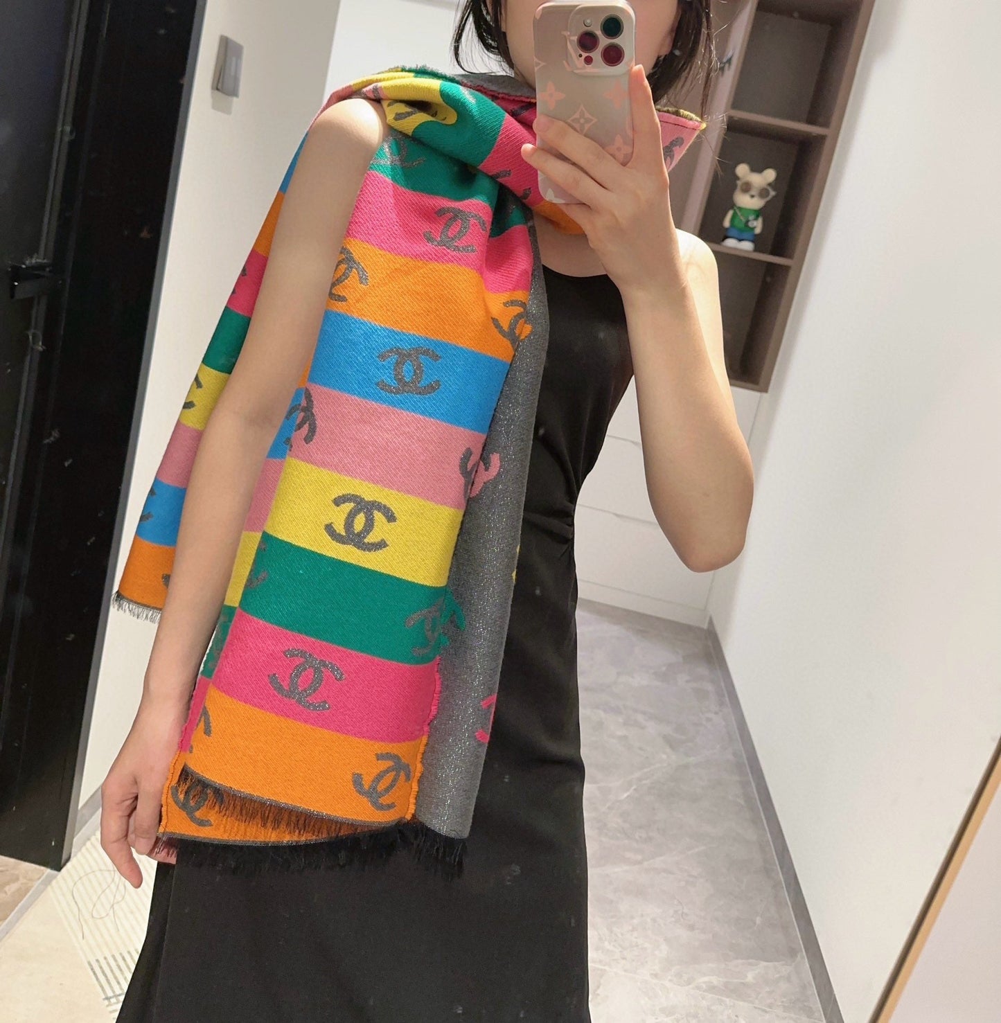 RAINBOW SCARF 180 CM IN COLORFUL CASHMERE AND WOOL 401988 mysite