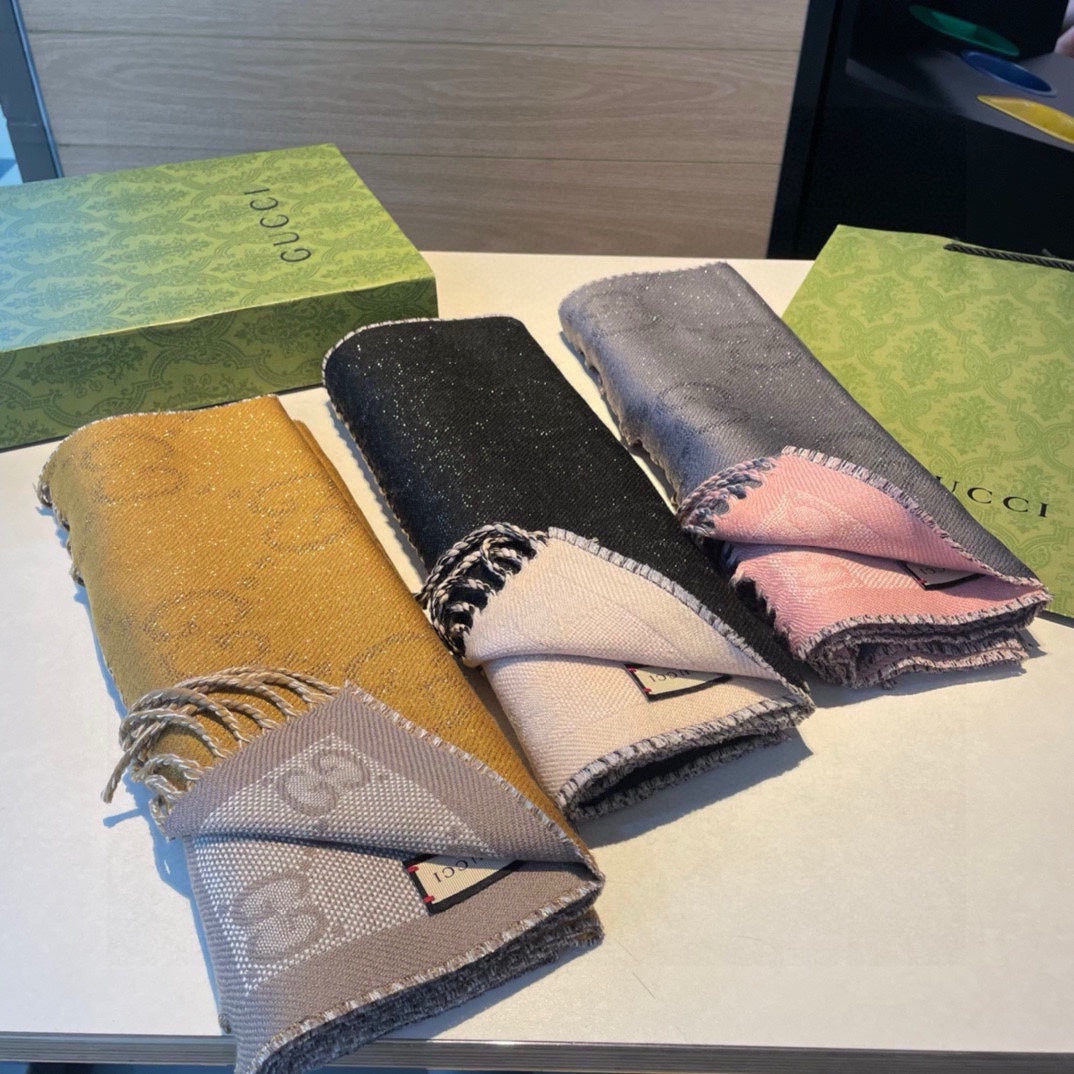 SCARF IN PEANUT BROWN AND KHAKI BROWN WOOL 405142 mysite