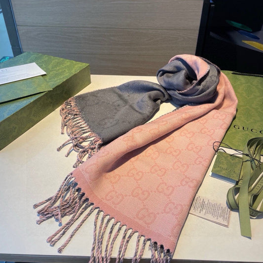 SCARF IN MOUSE GRAY AND LIGHT PINK WOOL 405143 mysite