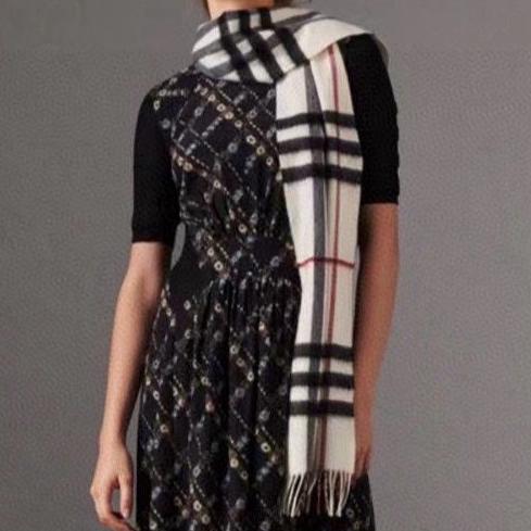 SCARF 168 CM IN BLACK MIX WHITE CASHMERE 408588 mysite
