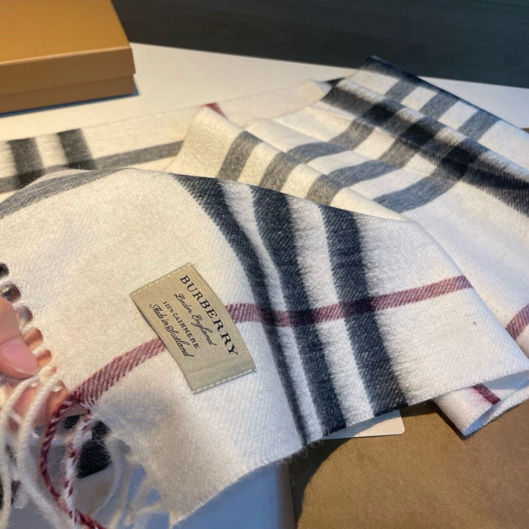 SCARF 168 CM IN BLACK MIX WHITE CASHMERE 408588 mysite