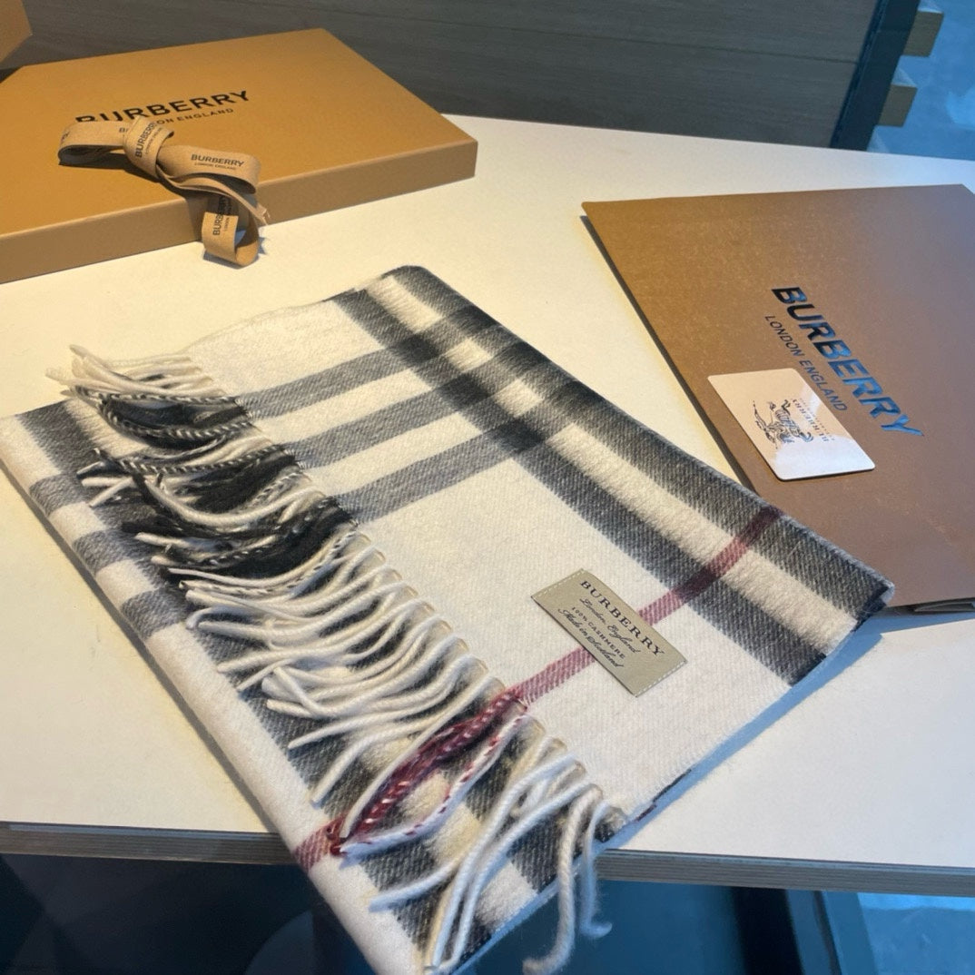 SCARF 168 CM IN BLACK MIX WHITE CASHMERE 408588 mysite