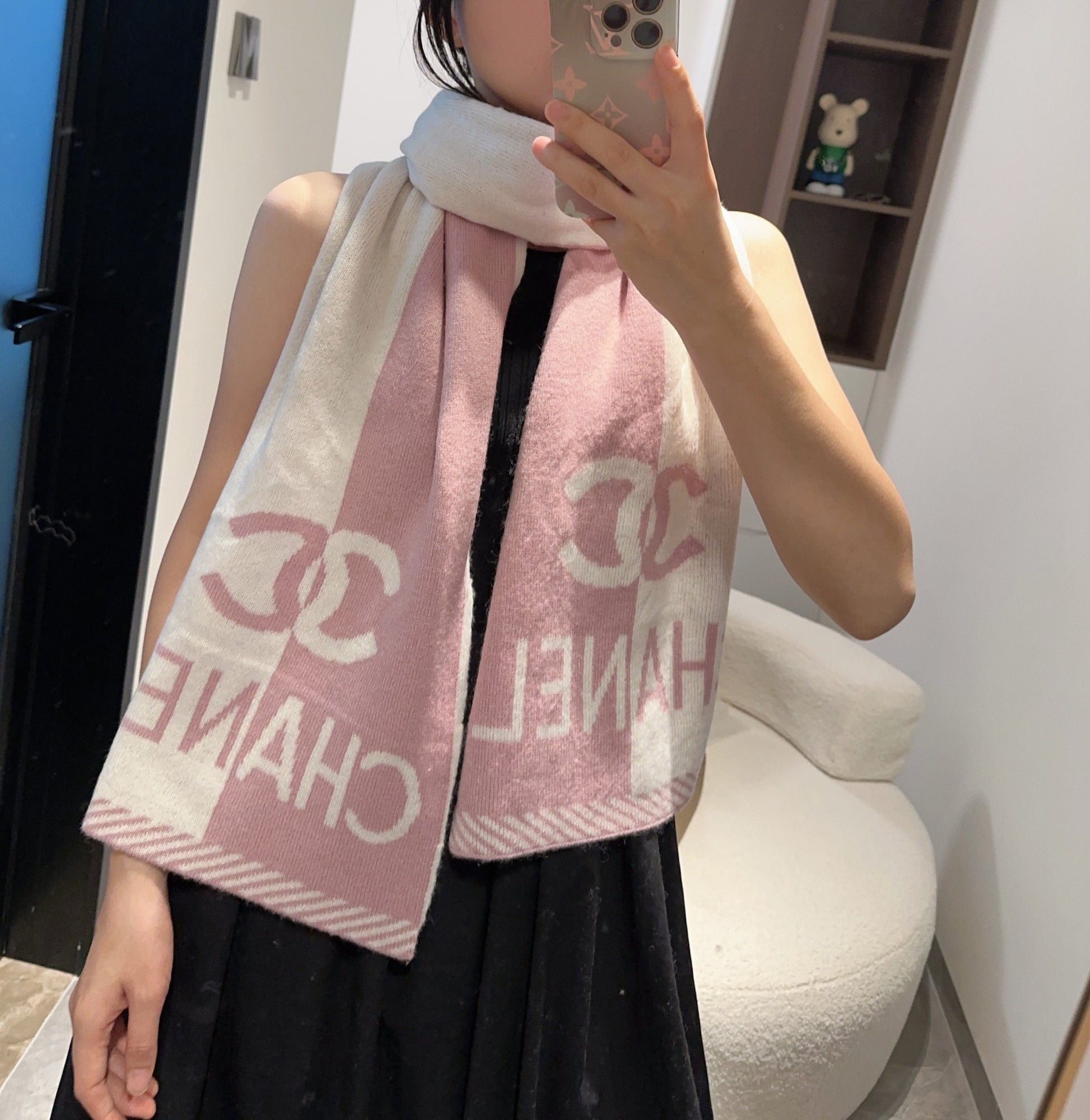 CC Scarf 180 CM In White Mix Pink Cashmere 416940 mysite