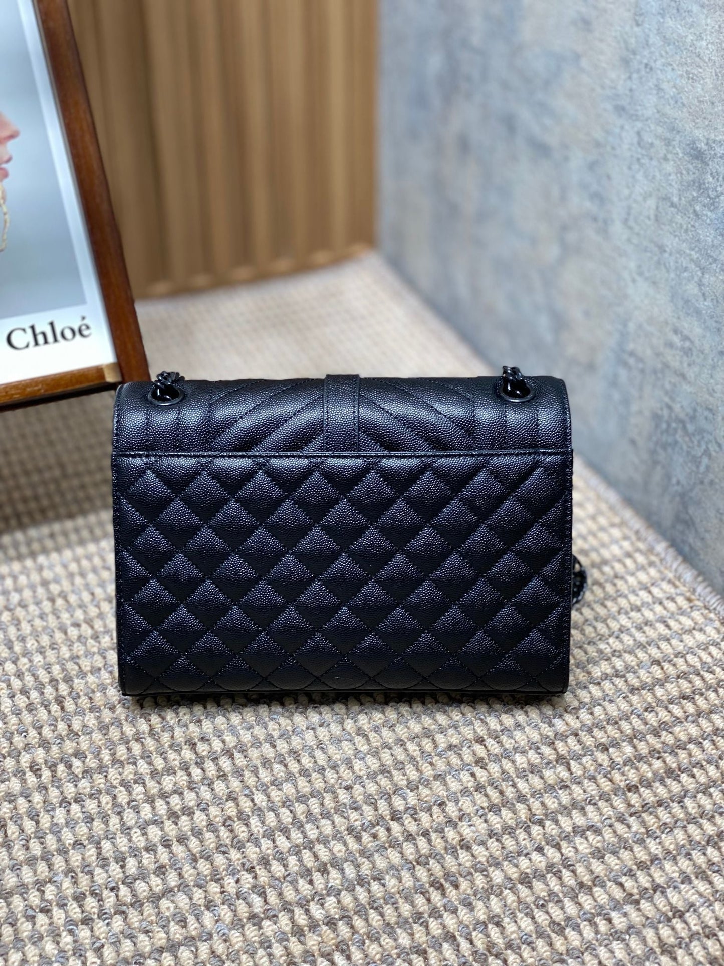 ENVELOPE CHAIN BAG 24 IN BLACK CALFSKIN mysite