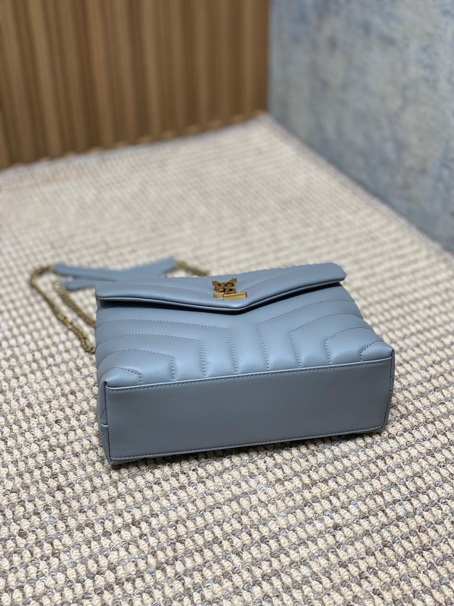 LOULOU SMALL 25 IN ASH BLUE LAMBSKIN GOLD HARDWARE mysite