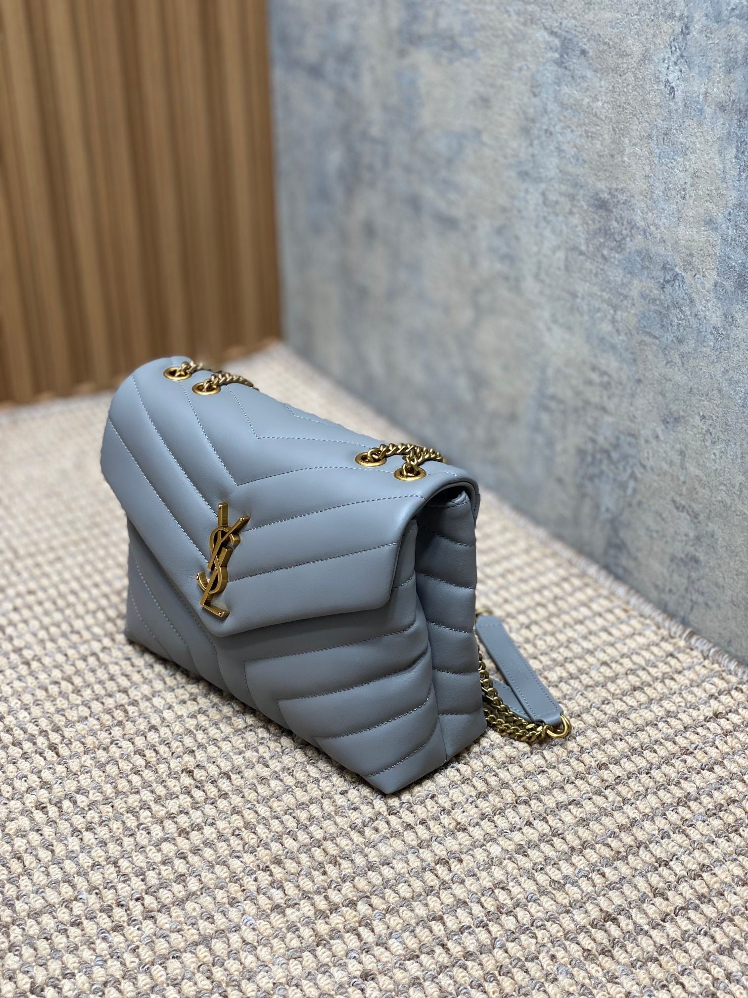 LOULOU SMALL 25 IN ASH BLUE LAMBSKIN GOLD HARDWARE mysite