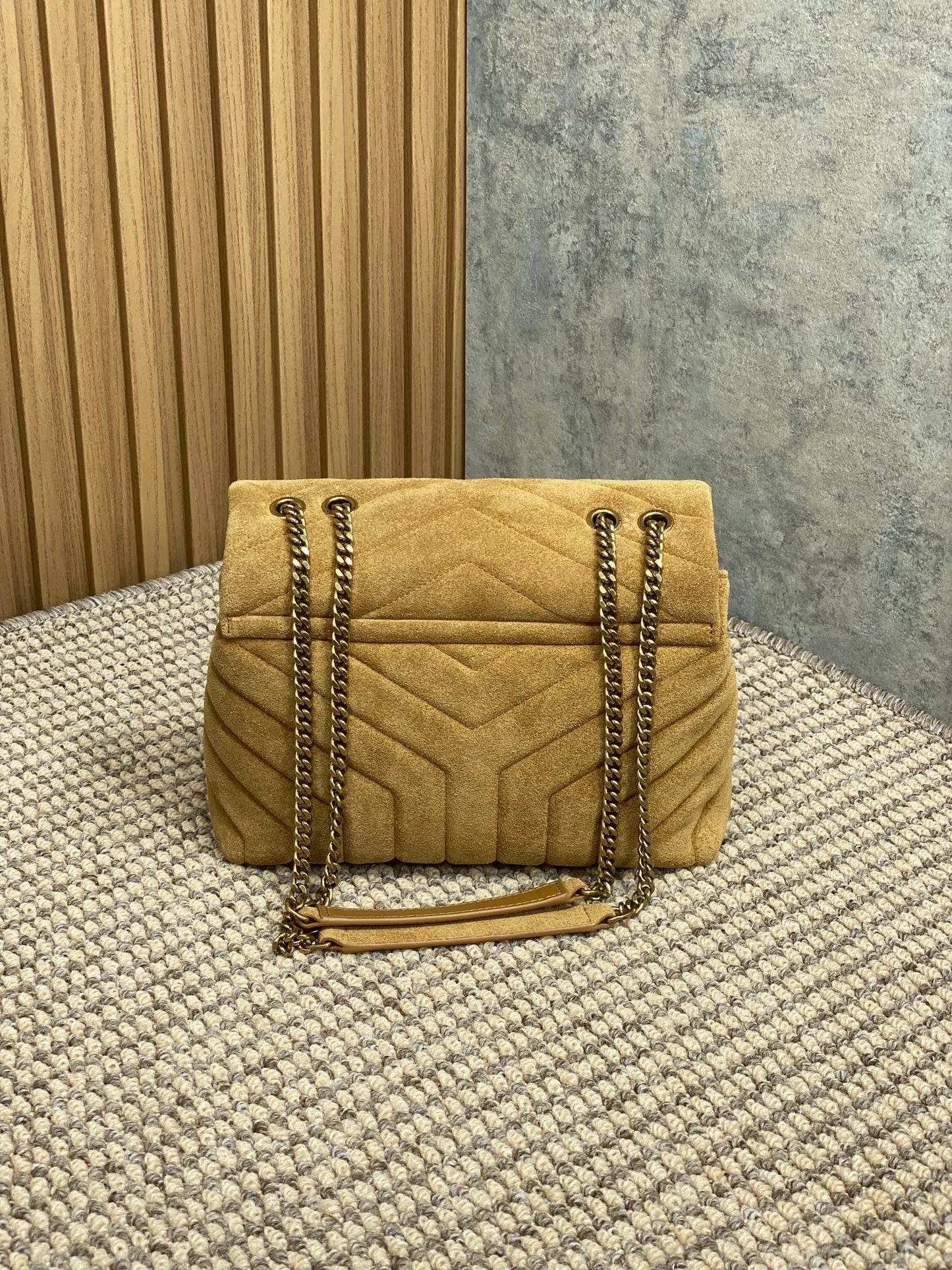 LOULOU SMALL 25 IN PEANUT BROWN SUEDE COPPER HARDWARE mysite