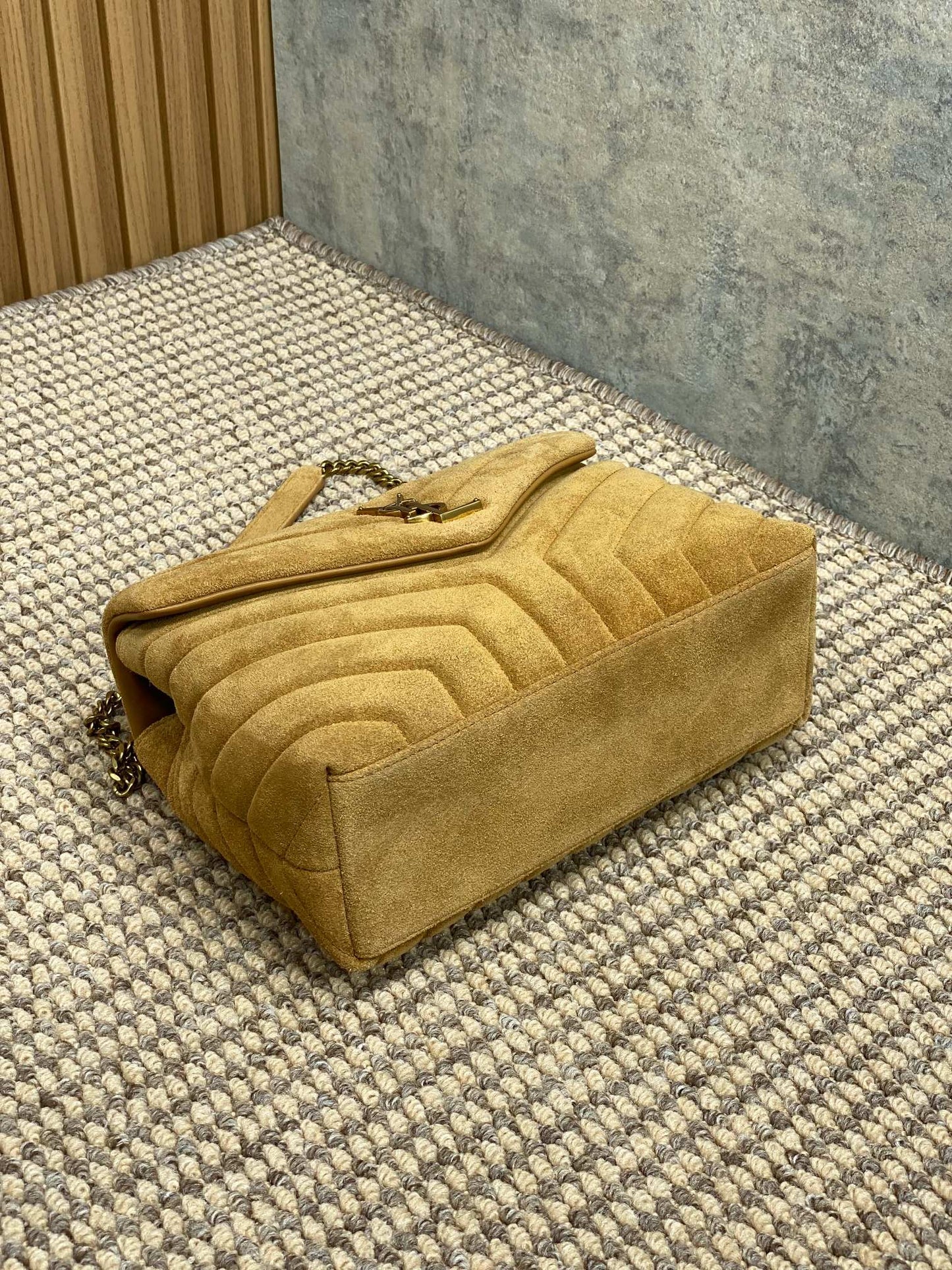 LOULOU SMALL 25 IN PEANUT BROWN SUEDE COPPER HARDWARE mysite