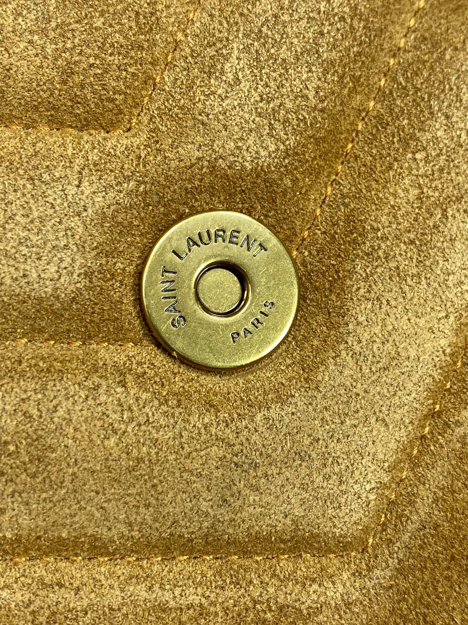 LOULOU SMALL 25 IN PEANUT BROWN SUEDE COPPER HARDWARE mysite