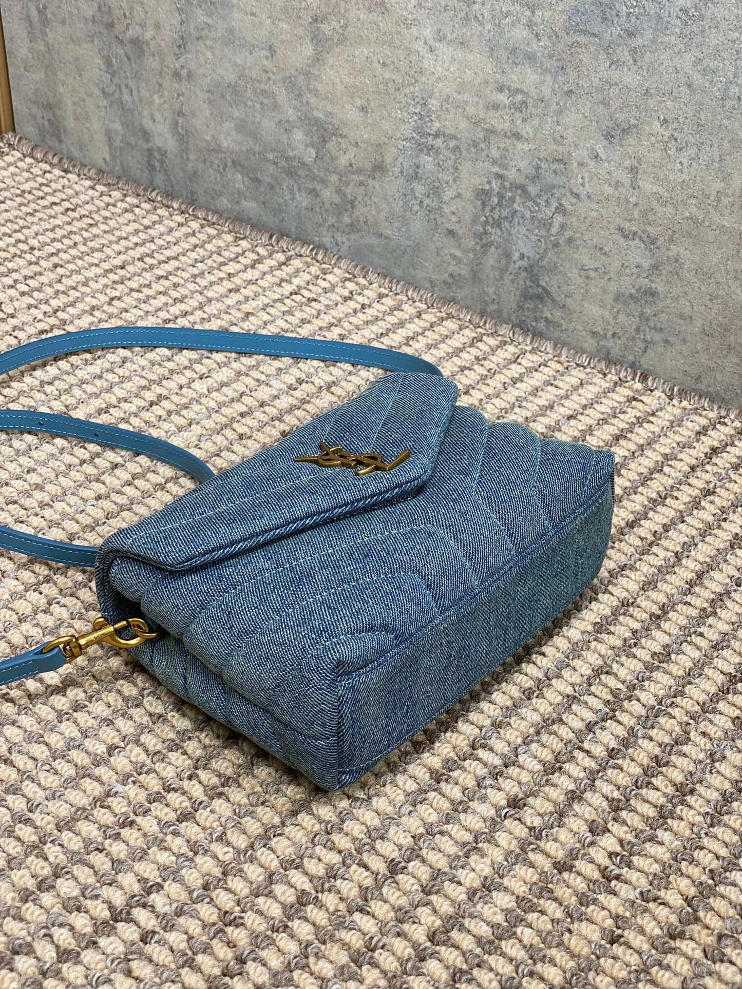 LOULOU MINI BAG 20 IN BLUE DENIM GOLD HARDWARE mysite